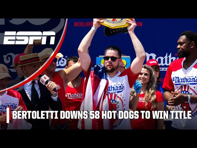 A NEW CHAMPION 🌭 Patrick Bertoletti wins 2024 Nathan's Hot Dog Eating Contest 🏆