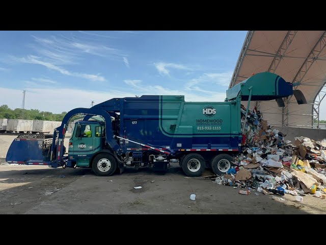 Homewood Disposal Garbage Trucks Dumping at the Transfer Station