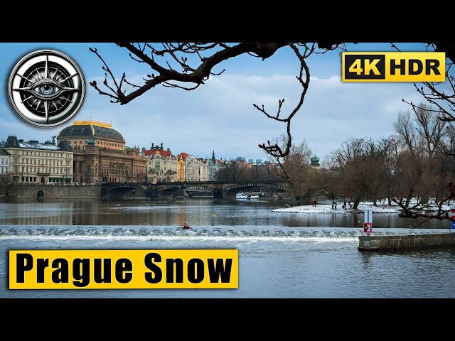 Walking Tour of Prague in search of snow 🇨🇿 Czech Republic 4k HDR ASMR