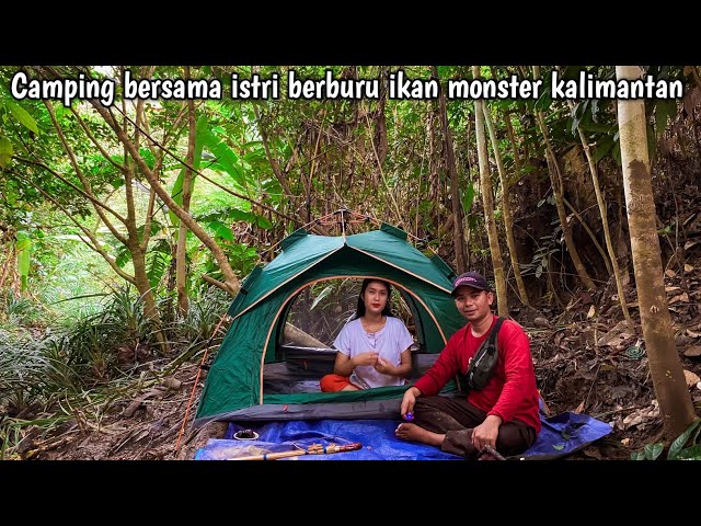 Not camping hujan deras|| membangun tempat perlindungan yang nyaman berburu ikan bersama istri