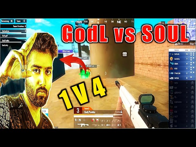 Punk 1v4 🔥 IQOO Soul  🚀 vs Godlike 💛 14 kills WWCD 🔥