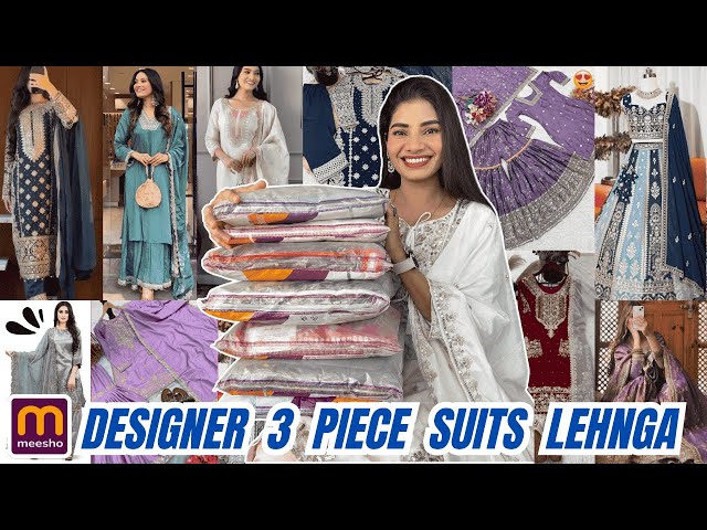 Meesho designer 3 pieces suits II Meesho lehnga haul II Meesh haul II all under 1500