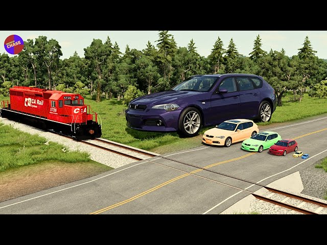 Big & Small Cars Vs Train in BeamNG.drive 😱