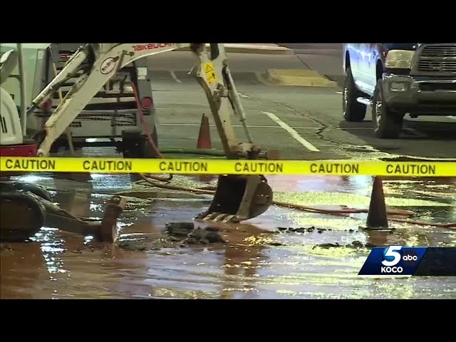 Crews work to repair water main break causing lane closures in NW Oklahoma City