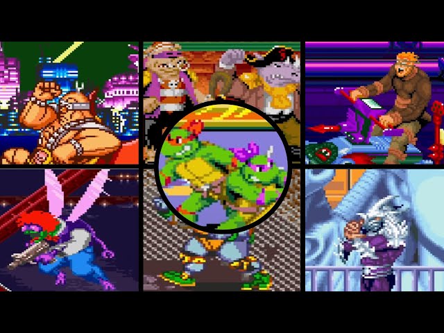 Teenage Mutant Ninja Turtles IV: Turtles in Time (SNES) - All Bosses (original format TV HD60ᶠᵖˢ)