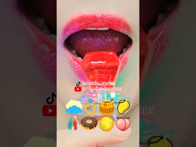 ASMR EMOJI FOOD kohakuto frozen nik l nip wax sprinkle honey jelly dried marshmallow mukbang #shorts