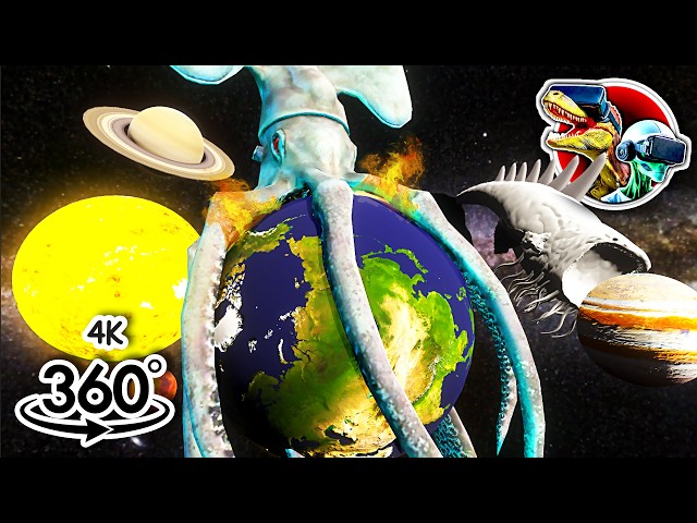 360 Space Monsters Eat Monsters and Destroy Planets | 360 video 4K