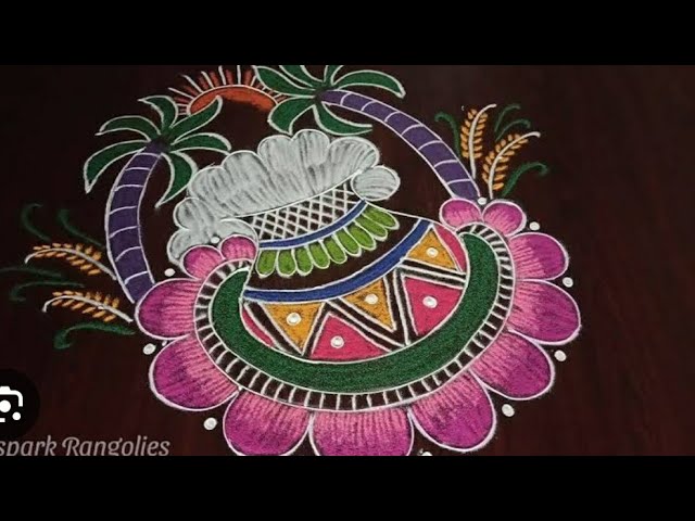 Pongal special pot kolam #sankranthimuggulu#pongalkolam#rangolidesigns #indianart