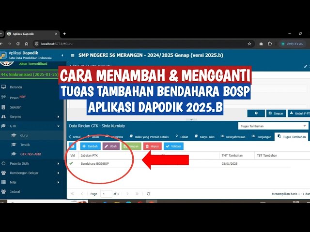 CARA MENAMBAH & MENGGANTI TUGAS TAMBAHAN BENDAHARA BOSP DAPODIK 2025.B