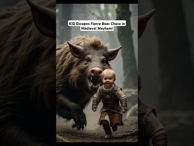 KID Escapes Fierce Boar Chase in Medieval Mayhem! #ai #shorts #viralshorts