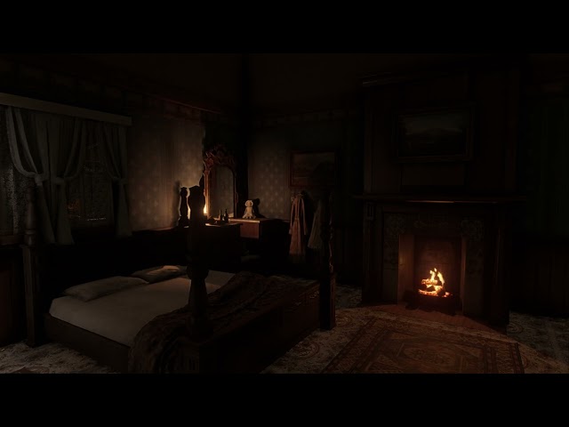 🔥 Cozy Winter Cabin Fireplace at Bedroom (4 HOURS). Fireplace with Crackling Fire Sounds.