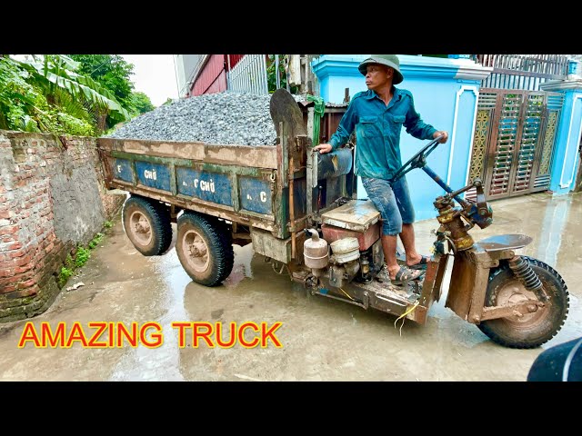 AMAZING TRUCK || Công nông siêu khủng chở cát đá đổ ben xem cực đã , Máy xúc hitachi múc cát lên xe