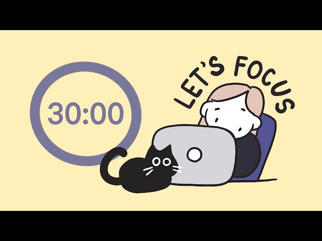 Pomodoro Timer 3x30 (1.5hr) | ADHD | Let's get focused! | Lofi + train ambience ♡