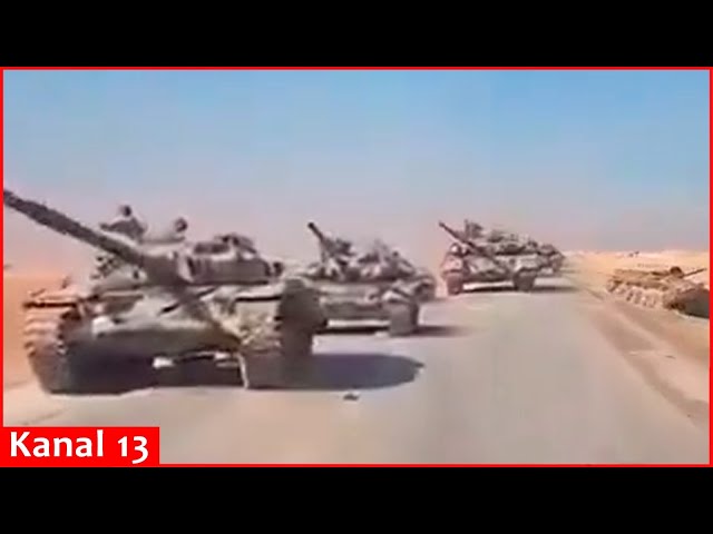 Footage of military hardware convoy of rebels advancing towards other Syrian cities