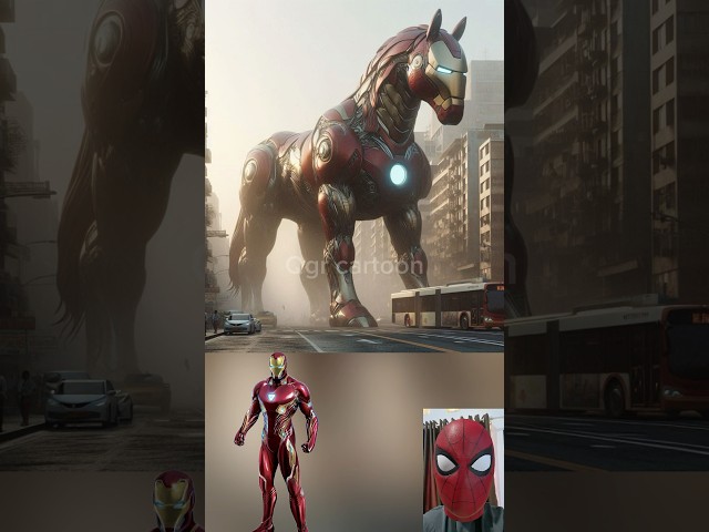 superheroes giant horse💥 spiderman vs batman vs hulk vs ironman vs deadpool vs superman#shorts