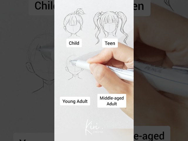 How to draw anime hair by age (girls) #howtodrawanime #draw #animehairstyle #animetutorial