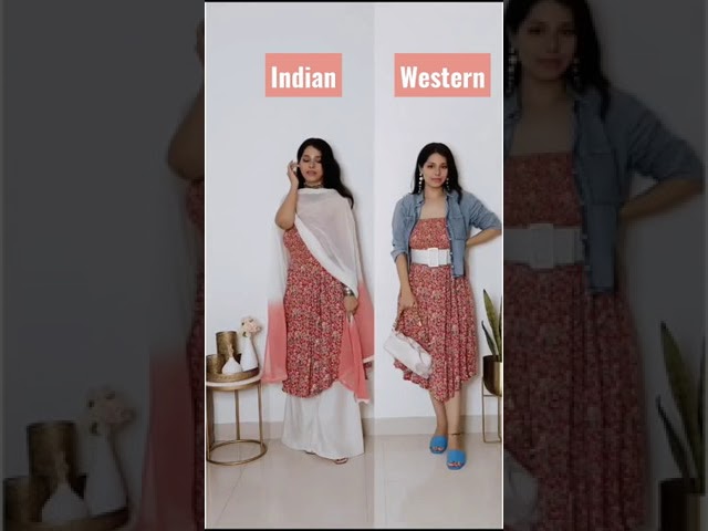 4/4 How to style your Western Dress in Indian wear✨#shorts #short #indianwear #styling #howto #dress