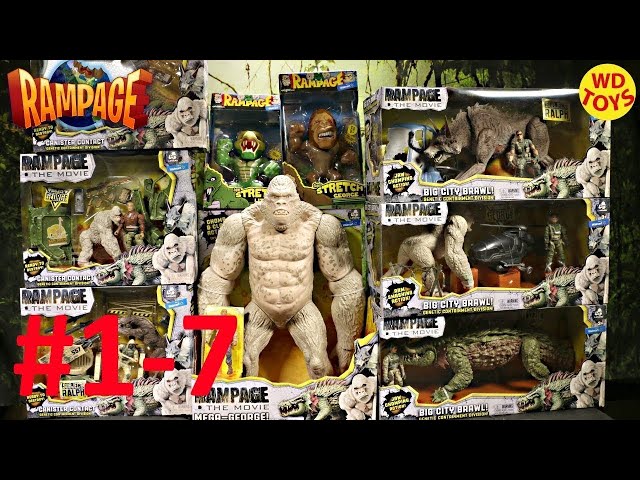 New 10 Rampage The Movie Toys Unboxing Unbox Compare to King Kong Skull Island  1-7