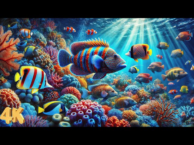 Aquarium 4K Ultra HD 🐠 Stunning Coral Reef Fish with Relaxing Music for Sleep & Meditation