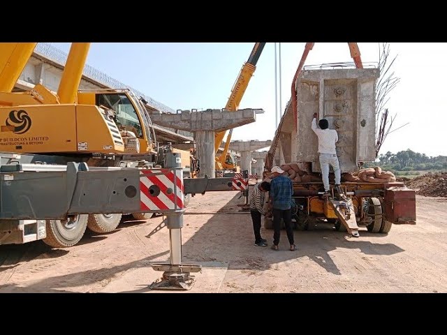 Ltm_Liebherr Mobile Crane || Girders Launching Work Process || Mobile Crane @CraneKeVideo