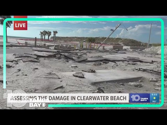 Massive cleanup underway tonight on Clearwater Beach before reopening Tuesday