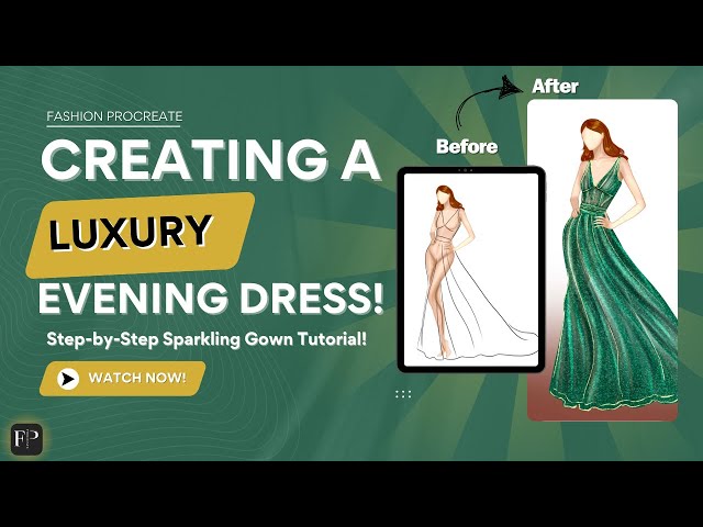 Design a Sparkling Luxury Evening Dress in Procreate | Step-by-Step Tutorial - (EP.16)