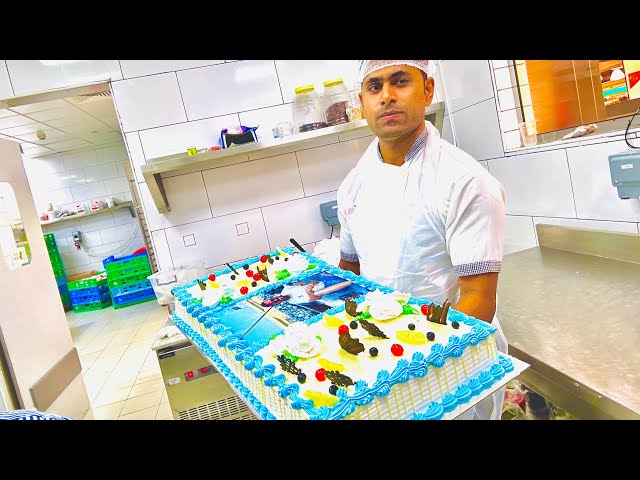 Trending cake decoration | 7 kilo picture cake | how to make vanilla cake decoration | step by step