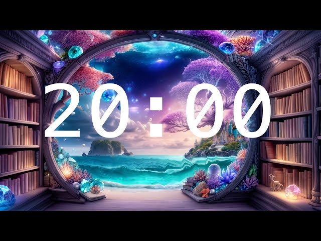 20 Minute Countdown Timer with Alarm | Calming Music | Fantasy Library | Portals and Books