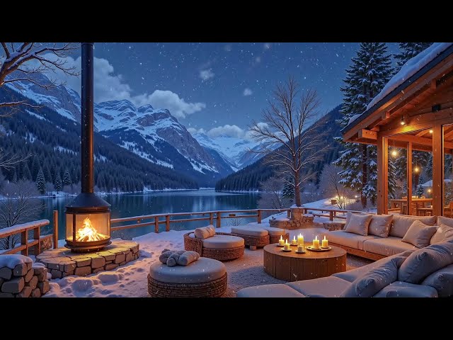 Cozy Winter Cabin ❄ Piano Music & Crackling Fireplace & Winter Nature Sounds ☃