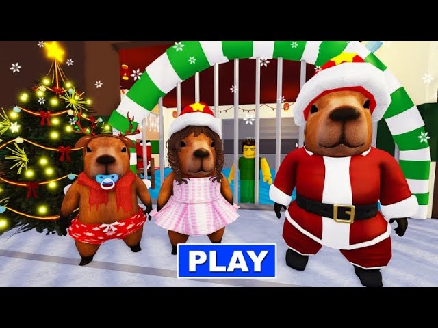 CHRISTMAS CAPYBARA FAMILY PRISON RUN ESCAPE Obby Scary Obby Live Stream #roblox