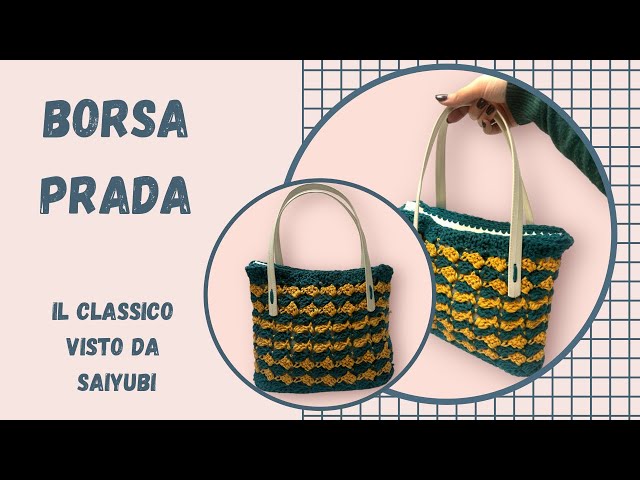 Prada bag, crochet tutorial Prada stitch in round two-colour