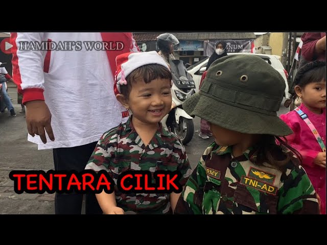 Hamidah menjadi Tentara Cilik || Pawai paud menyambut hari kemerdekaan indonesia #tentaraindonesia