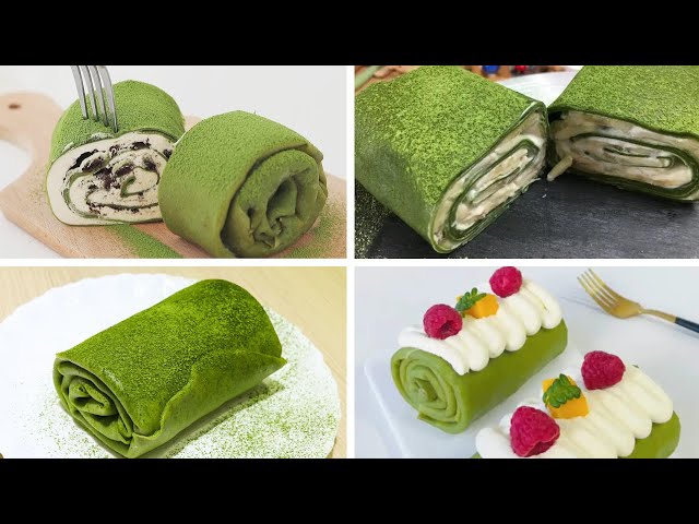 Satisfying Relaxing Video|🍵🧃🍞🍰Matcha Towel Roll Recipe|Asmr|Tiktok