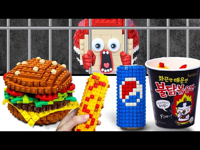 LEGO ASMR: PRISON FOOD  Make Apu Survived in Jail - Lego Food Stop Motion