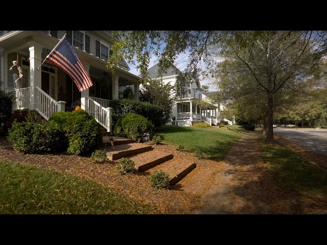 Afternoon Walk Through American Neighborhoods in Autumn | Nature Sounds for Sleep and Study