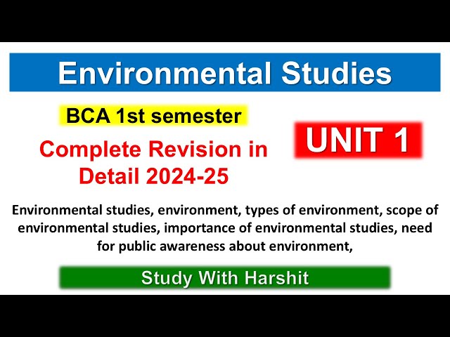 Unit 1 Environmental Studies Explained | CCSU BCA 008 Semester 1 ( 2024 - 25 )