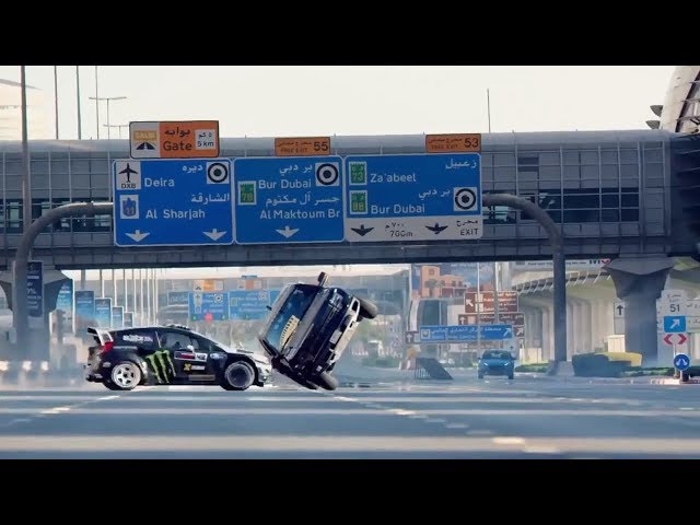 Dubai police cars VS Rally Racer amazing driving skills on streets of Dubai