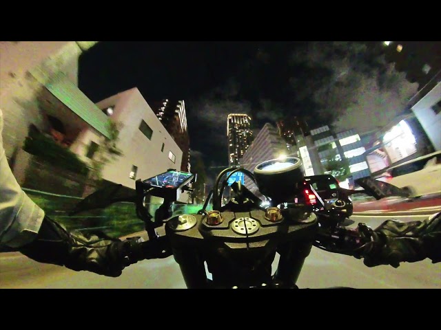 Ducati Scrambler HP Corse GP07 twist exhaust sound at tokyo japan shinjuku night driving