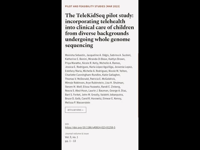 The TeleKidSeq pilot study: incorporating telehealth into clinical care of children f... | RTCL.TV