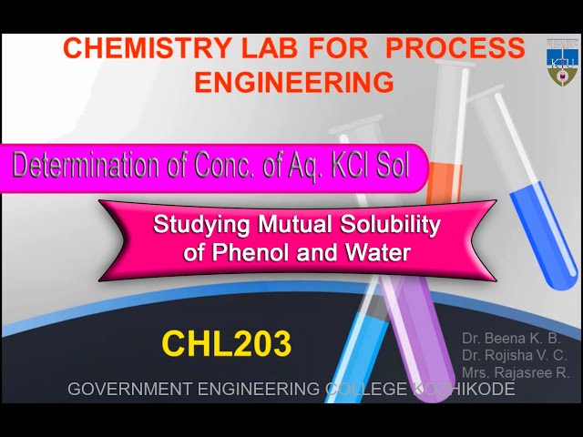 Determination of Concentration of Aqueous KCl Sol. by studying Mutual Solubility of Phenol and Water