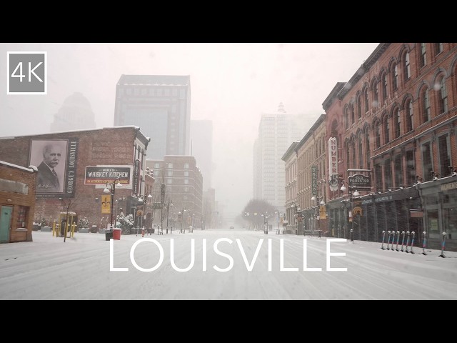 Snowy Winter Drive in Louisville Kentucky 4k - Driving in a snowstorm that shuts city down