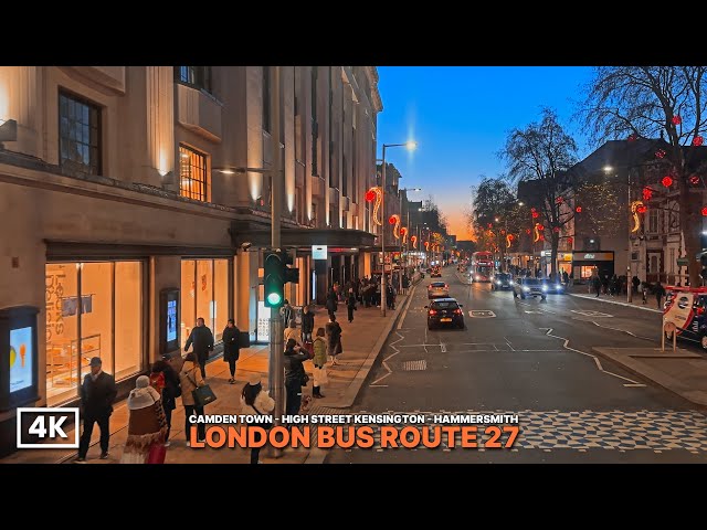 Golden Hour Upper Deck London Bus Ride | London Bus Route 27: Camden to Hammersmith in 4K