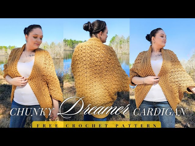 Chunky Dreamer Cardigan /Beginner Friendly Crochet Cardigan made from 1 panel / Sizes XXS-7XL