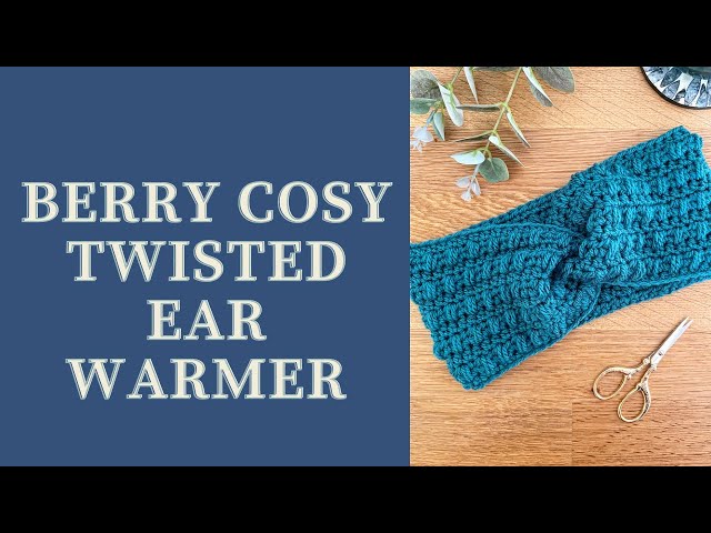 Berry cosy twisted ear warmer crochet pattern