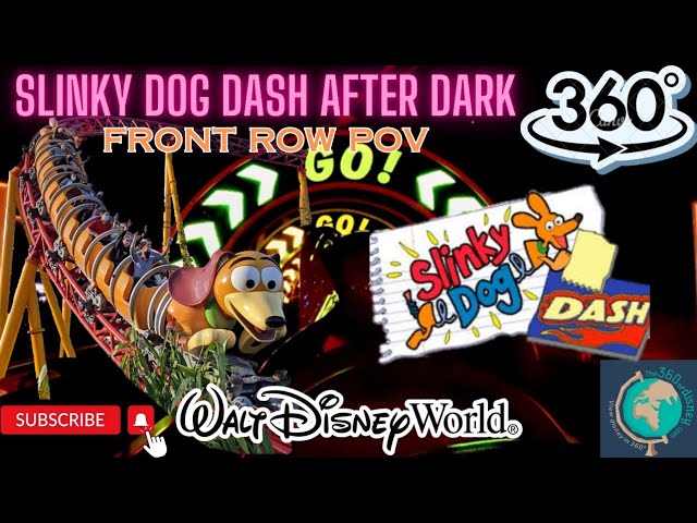 Experience The Thrill: Front Row Pov Of Slinky Dog Dash At Night In 360