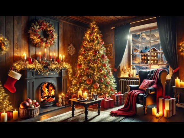 🔥Winter Cozy Christmas Jazz Relaxing Music for Good Mood, Vibes 🎄 Warm Cabin Room & FIreplace