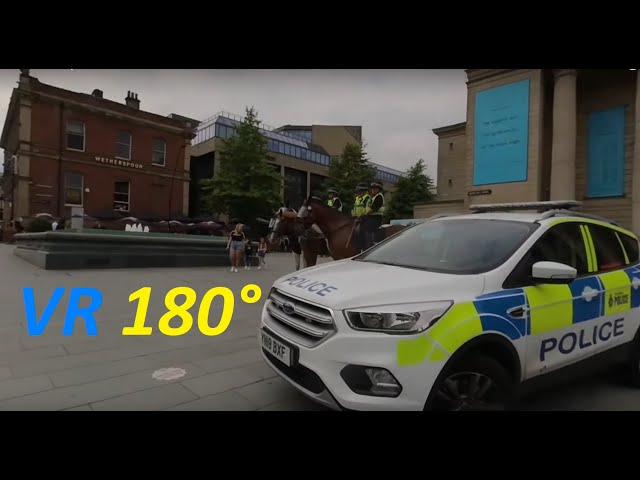 VR180° Police horses at Barkers pool, Sheffield