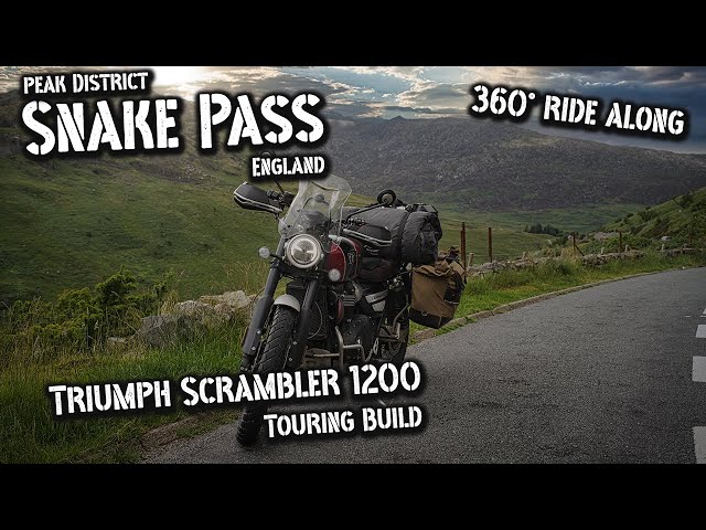 Riding the Snake Pass in the Peak District England // Triumph Scrambler 1200 XC 2024 // 360° Video