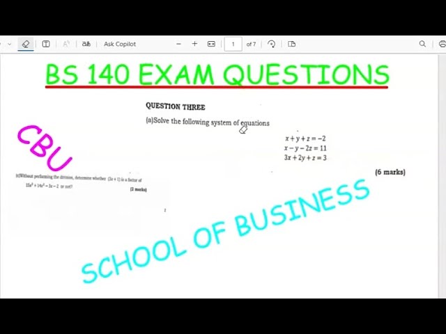 EXAM QUESTIONS 🤔 BS 140