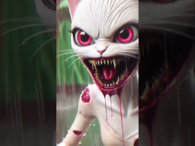 ZOMBIE CATS Take Over the Rainy Market! #ai #aicat #shorts #zombiecat #cutecat